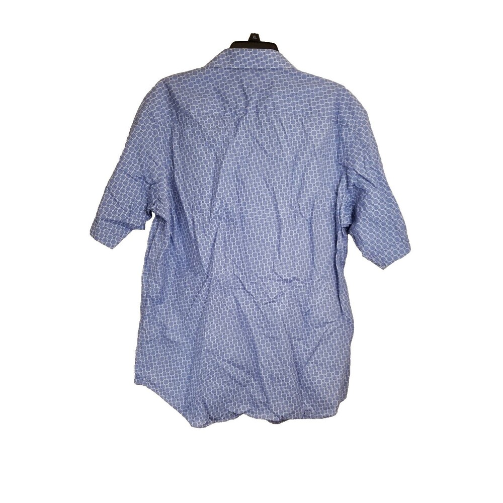 Bugatchi Uomo Men's Shirt Short Sleeve Blue Geometric Classic Fit Size Large - Picture 4 of 6
